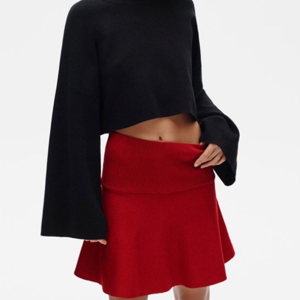 Zara Ribbed Mini Skirt Bright red (XS)